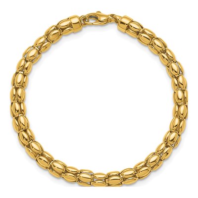 14K Yellow Gold 5.5mm Hollow Oval Barrel Link Chain Bracelet – view 6