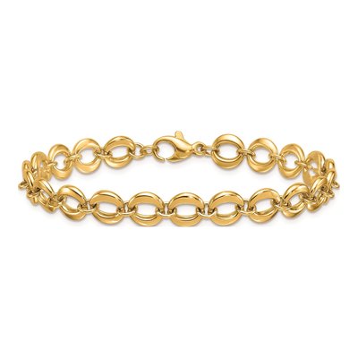14K Yellow Gold 8mm Round Fancy Link Chain Bracelet – view 5