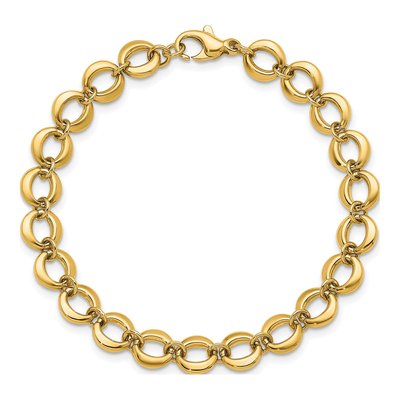 14K Yellow Gold 8mm Round Fancy Link Chain Bracelet – view 6