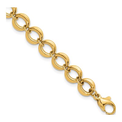 14K Yellow Gold 8mm Round Fancy Link Chain Bracelet