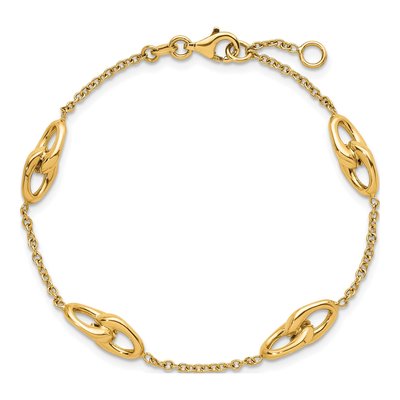 14K Yellow Gold Double Link Station Bracelet – view 6