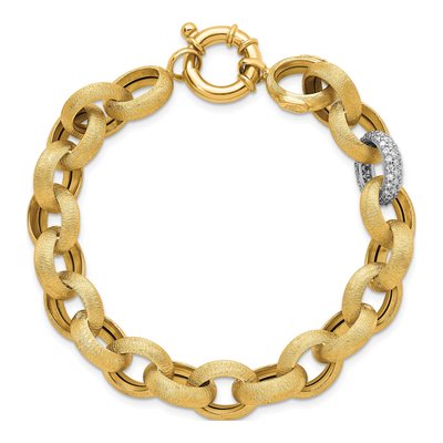 14K Two-Tone Gold 11.3mm Cable Chain Bracelet – view 6