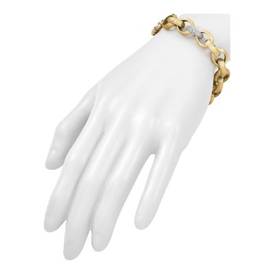 14K Two-Tone Gold 11.3mm Cable Chain Bracelet – view 7