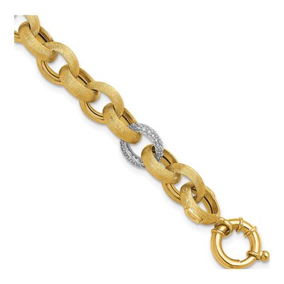 14K Two-Tone Gold 11.3mm Cable Chain Bracelet