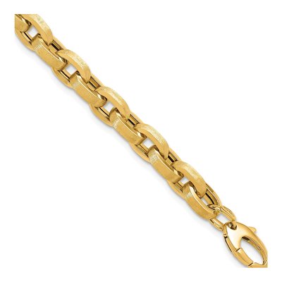 14K Yellow Gold 7.75mm Oval Cable Chain Bracelet
