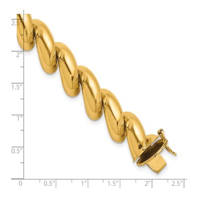 14K Yellow Gold 14mm Hollow San Marco Link Chain Bracelet – view 4
