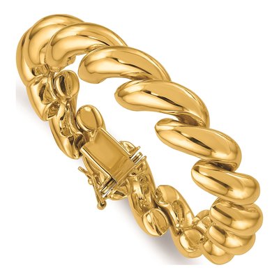 14K Yellow Gold 14mm Hollow San Marco Link Chain Bracelet – view 5