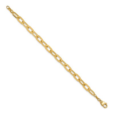 14K Yellow Gold 6.75mm Flat Oval Fancy Link Chain Bracelet – view 3