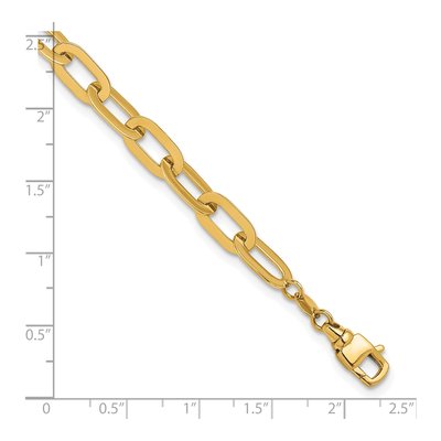 14K Yellow Gold 6.75mm Flat Oval Fancy Link Chain Bracelet – view 4