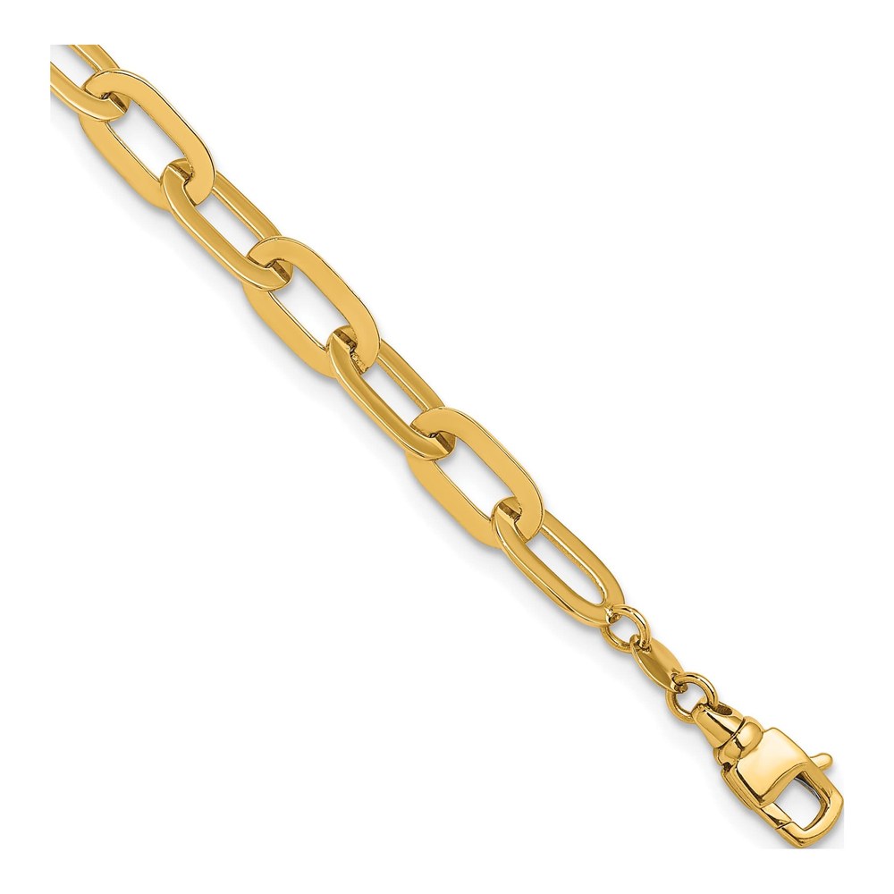 Herco 14K Yellow Gold 7.5 Inch Polished Flat Solid Oval Link Bracelet with Lobster Clasp