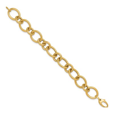 14K Yellow Gold 16mm Circle Oval Fancy Link Chain Bracelet – view 3