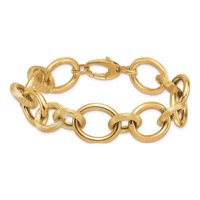 14K Yellow Gold 16mm Circle Oval Fancy Link Chain Bracelet – view 5