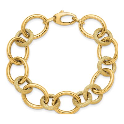 14K Yellow Gold 16mm Circle Oval Fancy Link Chain Bracelet – view 6