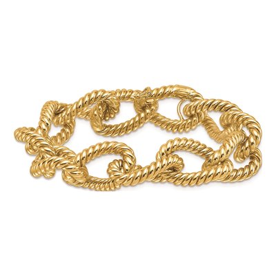 14K Yellow Gold 16mm Twisted Oval-Link Oval Fancy Link Chain Bracelet – view 5