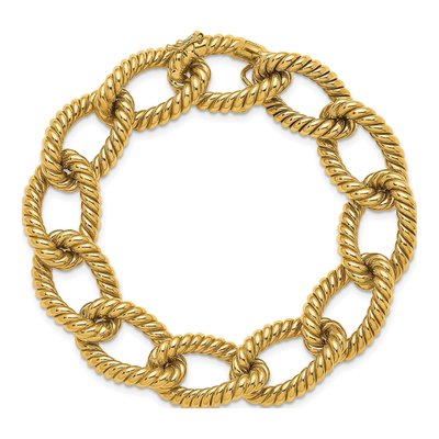 14K Yellow Gold 16mm Twisted Oval-Link Oval Fancy Link Chain Bracelet – view 6