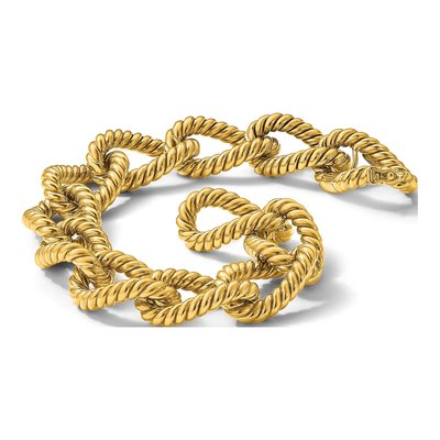 14K Yellow Gold 16mm Twisted Oval-Link Oval Fancy Link Chain Bracelet – view 8