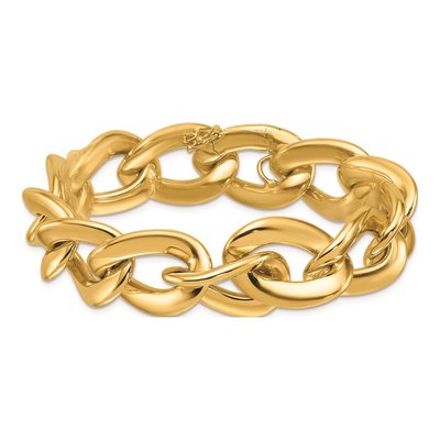 14K Yellow Gold 17.5mm Oval-Link Oval Fancy Link Chain Bracelet – view 5
