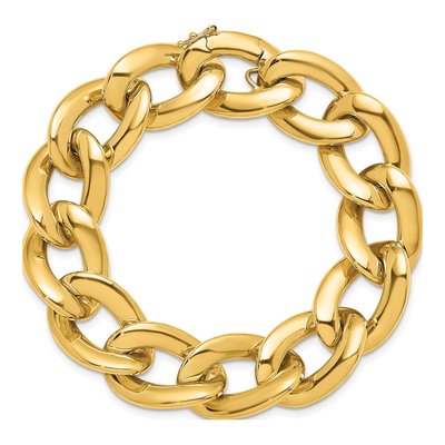 14K Yellow Gold 17.5mm Oval-Link Oval Fancy Link Chain Bracelet – view 6