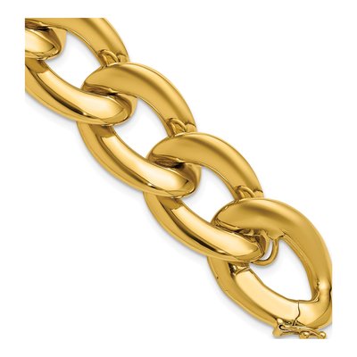 14K Yellow Gold 17.5mm Oval-Link Oval Fancy Link Chain Bracelet