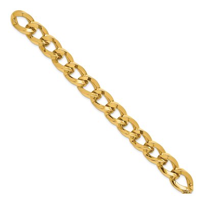 14K Yellow Gold 15.5mm Square Tube Oval Fancy Link Chain Bracelet – view 3