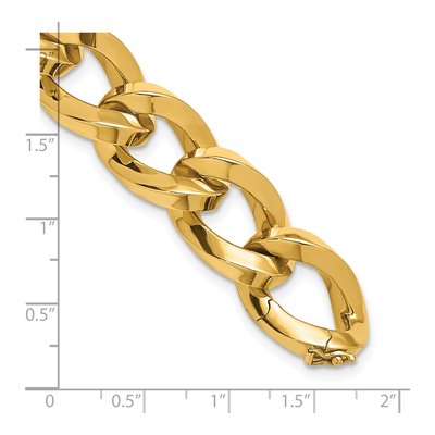 14K Yellow Gold 15.5mm Square Tube Oval Fancy Link Chain Bracelet – view 4