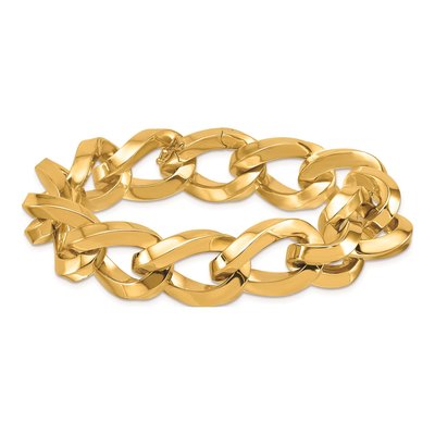 14K Yellow Gold 15.5mm Square Tube Oval Fancy Link Chain Bracelet – view 5