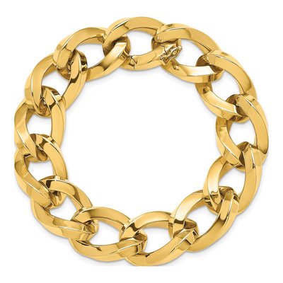 14K Yellow Gold 15.5mm Square Tube Oval Fancy Link Chain Bracelet – view 6