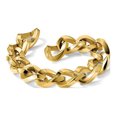 14K Yellow Gold 15.5mm Square Tube Oval Fancy Link Chain Bracelet – view 7
