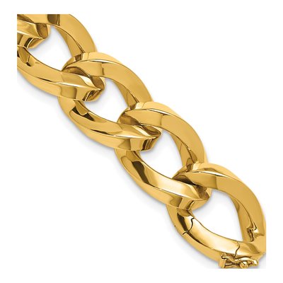 14K Yellow Gold 15.5mm Square Tube Oval Fancy Link Chain Bracelet