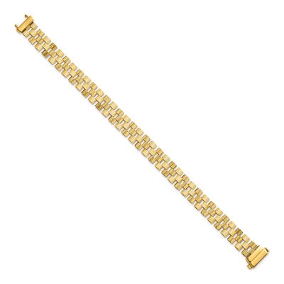 14K Yellow Gold 9.5mm Hollow Grooved Fancy Link Chain Bracelet – view 3