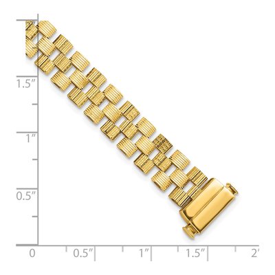 14K Yellow Gold 9.5mm Hollow Grooved Fancy Link Chain Bracelet – view 4