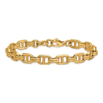 14K Yellow Gold 8mm Fancy Anchor Chain Bracelet – view 5