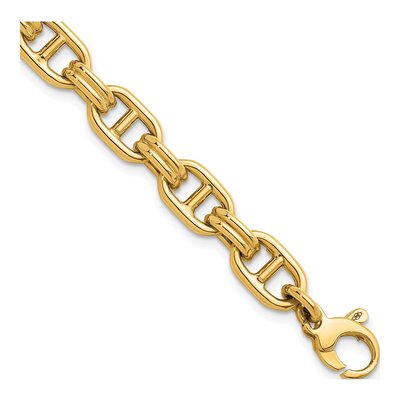 14K Yellow Gold 8mm Fancy Anchor Chain Bracelet
