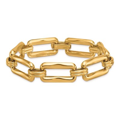 14K Yellow Gold 15.3mm Rectangular-Link Chain Bracelet – view 5