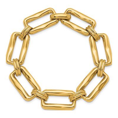 14K Yellow Gold 15.3mm Rectangular-Link Chain Bracelet – view 6