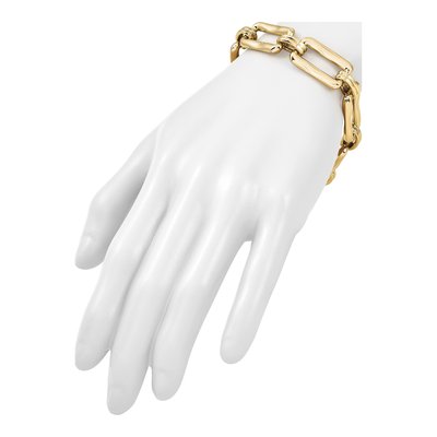 14K Yellow Gold 15.3mm Rectangular-Link Chain Bracelet – view 7