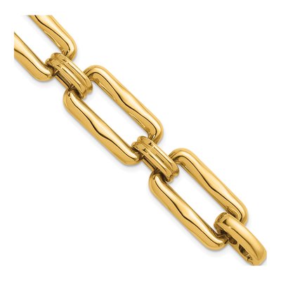 14K Yellow Gold 15.3mm Rectangular-Link Chain Bracelet