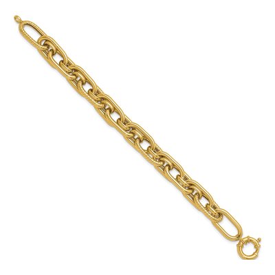 14K Yellow Gold 13.2mm Fancy-Link Chain Bracelet – view 3