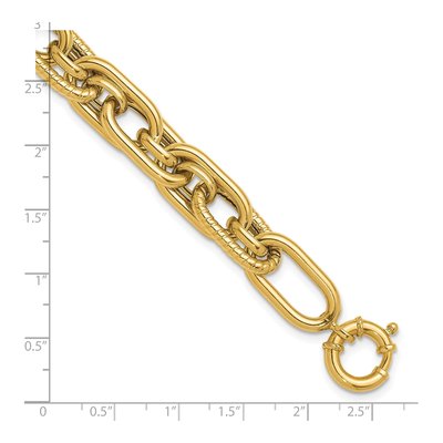14K Yellow Gold 13.2mm Fancy-Link Chain Bracelet – view 4
