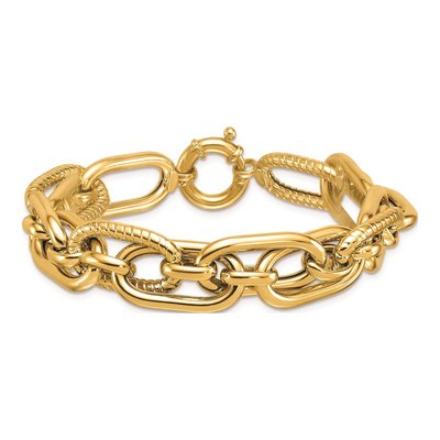 14K Yellow Gold 13.2mm Fancy-Link Chain Bracelet – view 5