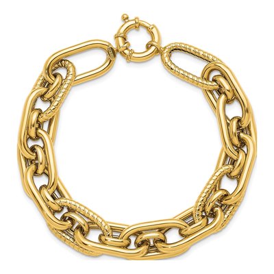 14K Yellow Gold 13.2mm Fancy-Link Chain Bracelet – view 6