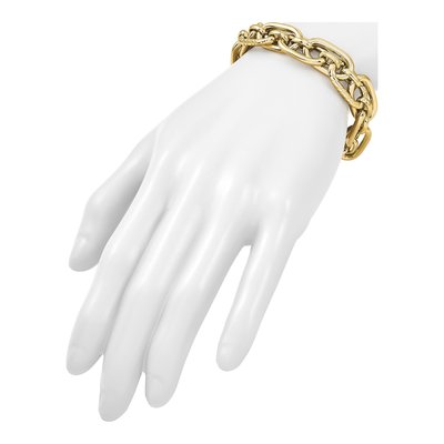 14K Yellow Gold 13.2mm Fancy-Link Chain Bracelet – view 7