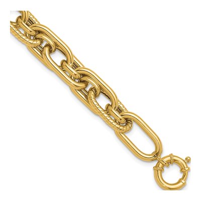 14K Yellow Gold 13.2mm Fancy-Link Chain Bracelet