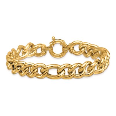 14K Yellow Gold 10.75mm Figaro Chain Bracelet – view 5