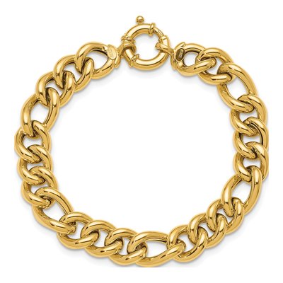14K Yellow Gold 10.75mm Figaro Chain Bracelet – view 6