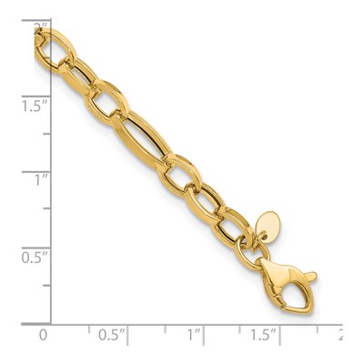 14K Yellow Gold 7.25mm Fancy Oval Link Chain Bracelet – view 4