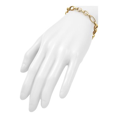 14K Yellow Gold 7.25mm Fancy Oval Link Chain Bracelet – view 7