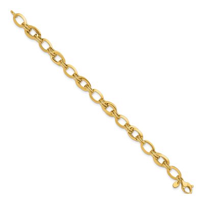 14K Yellow Gold 8.75mm Knife Edge Oval Link Chain Bracelet – view 3