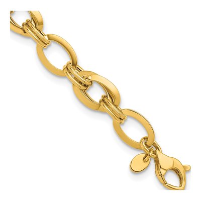 14K Yellow Gold 8.75mm Knife Edge Oval Link Chain Bracelet