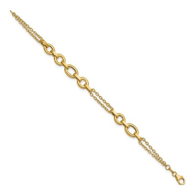 14K Yellow Gold 9.25mm Two-Strand Link Chain Bracelet – view 3